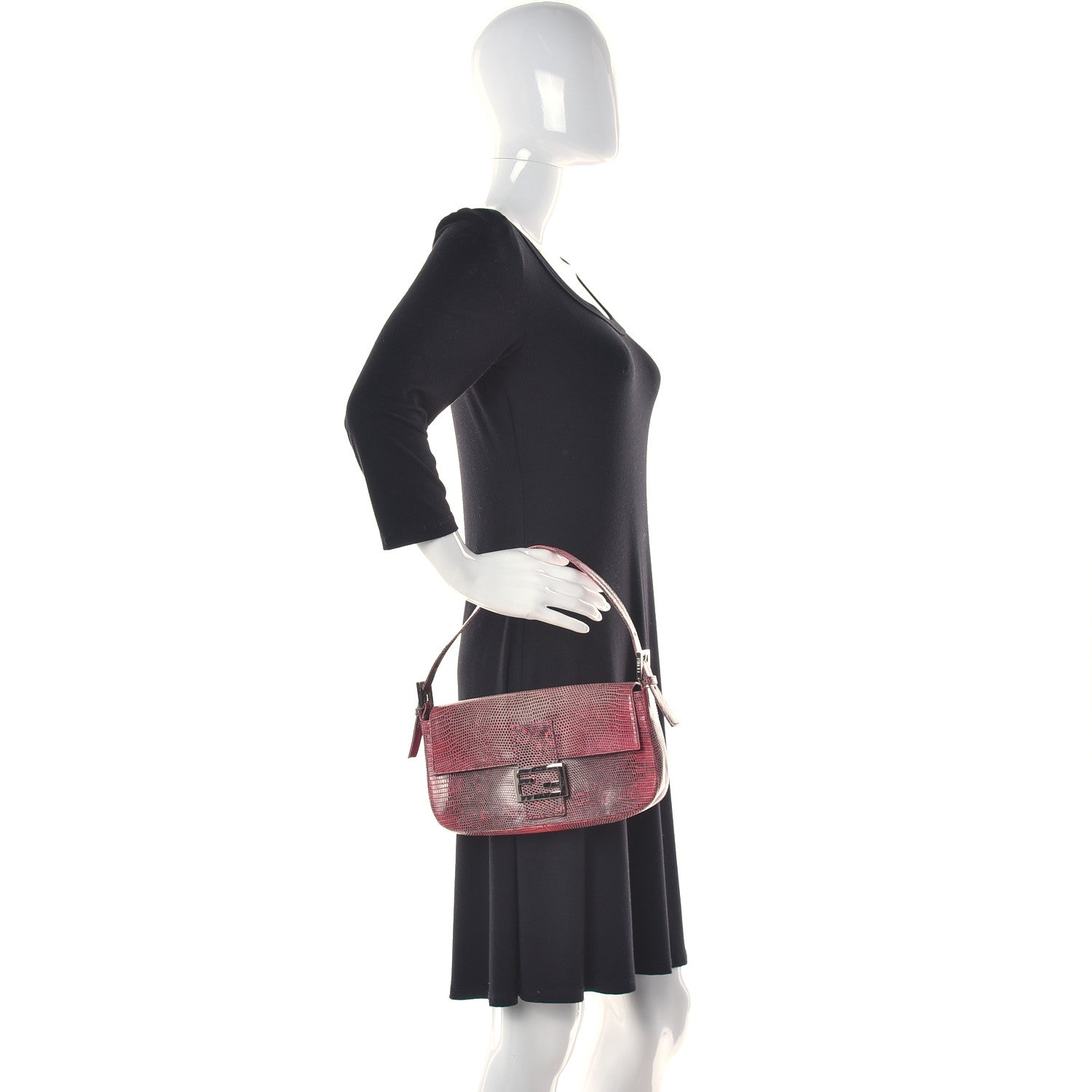 Fendi Lizard Baguette Red 3 of 14