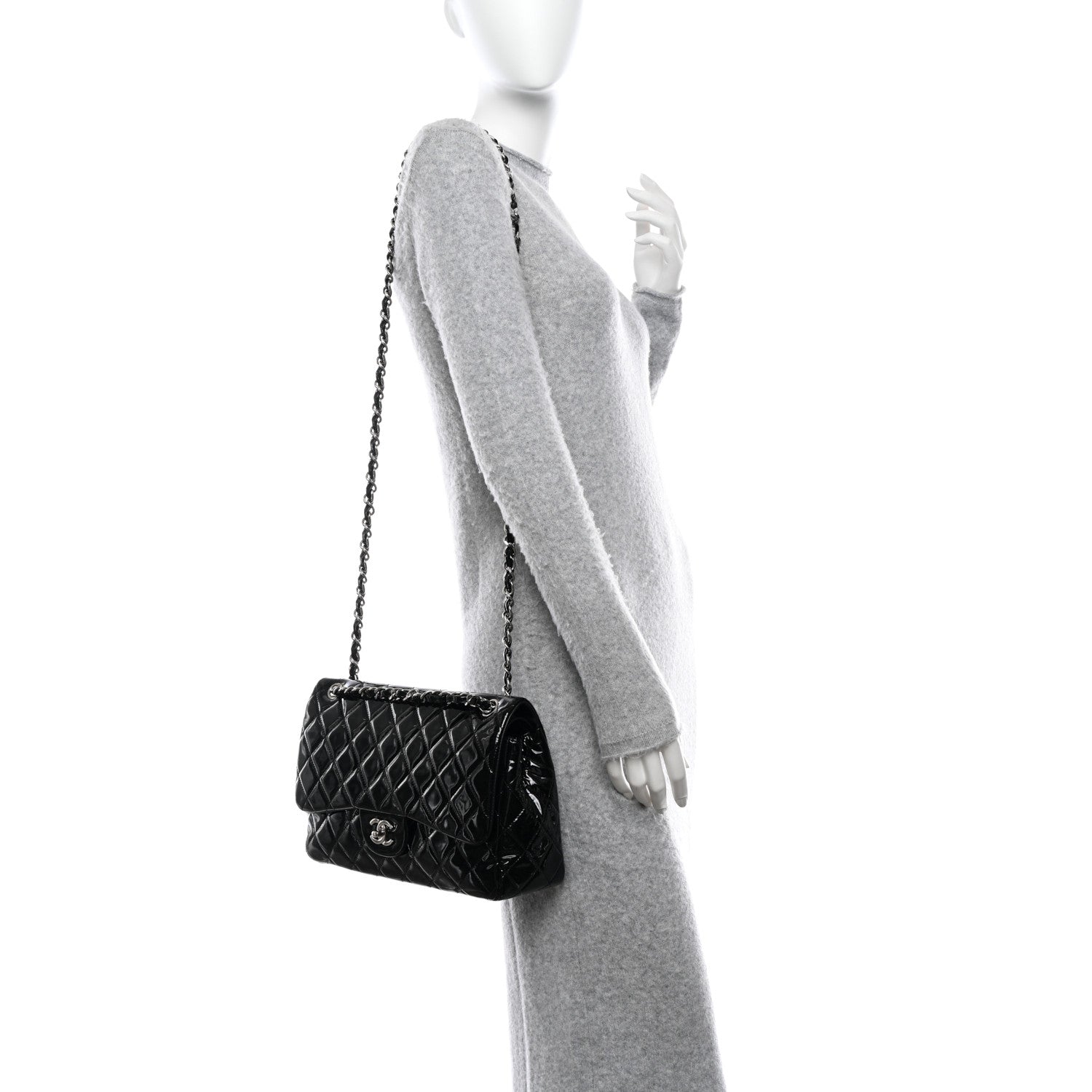 Chanel Patent Quilted Jumbo Double Flap Black 2 of 11