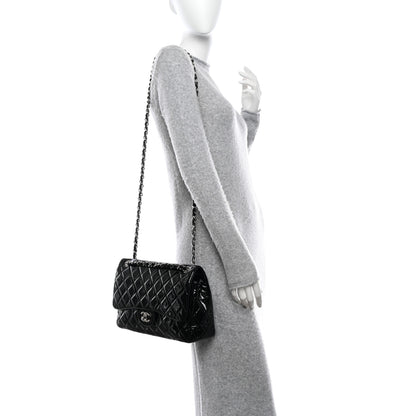Chanel Patent Quilted Jumbo Double Flap Black 2 of 11