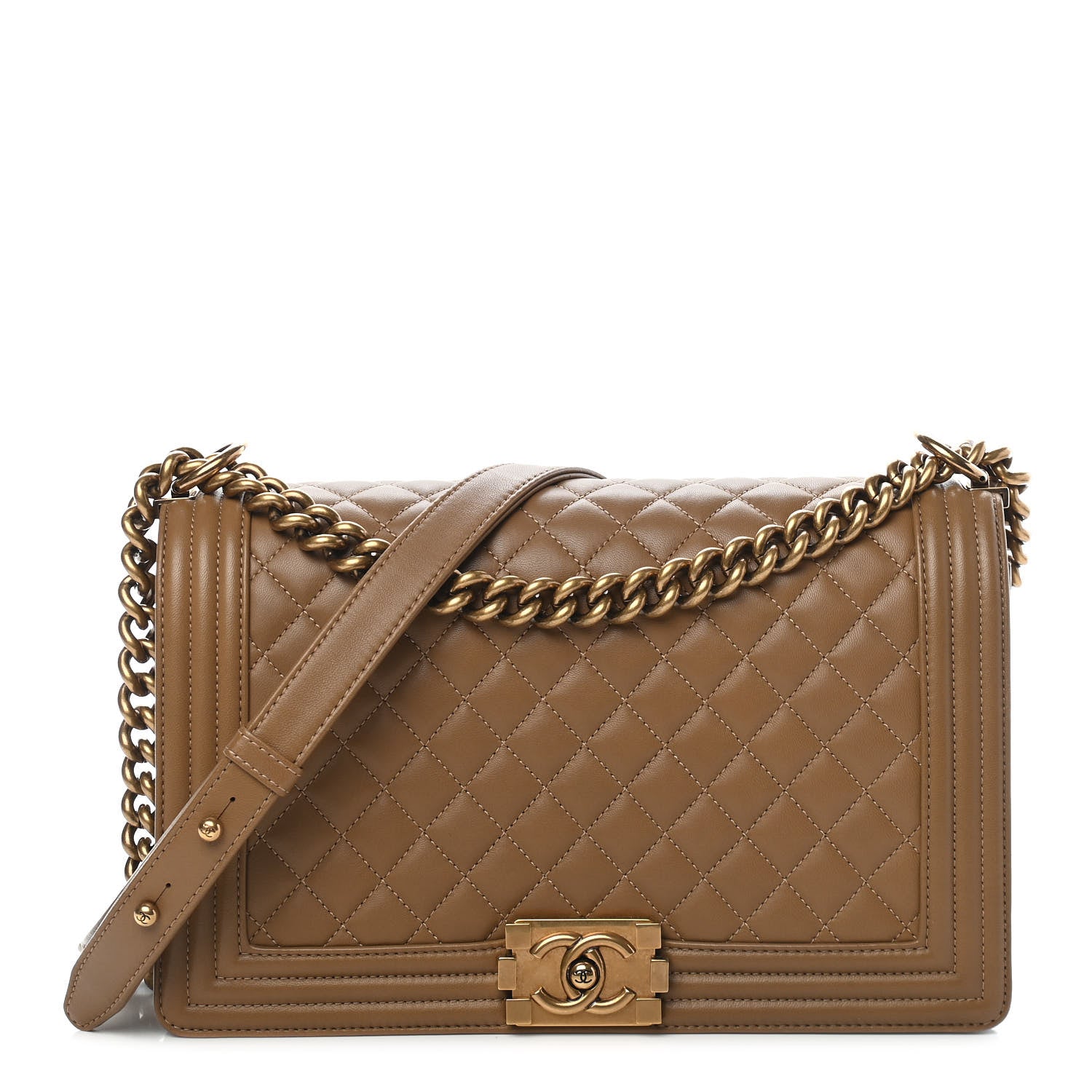 Chanel Lambskin Quilted New Medium Boy Flap Beige 1 of 8