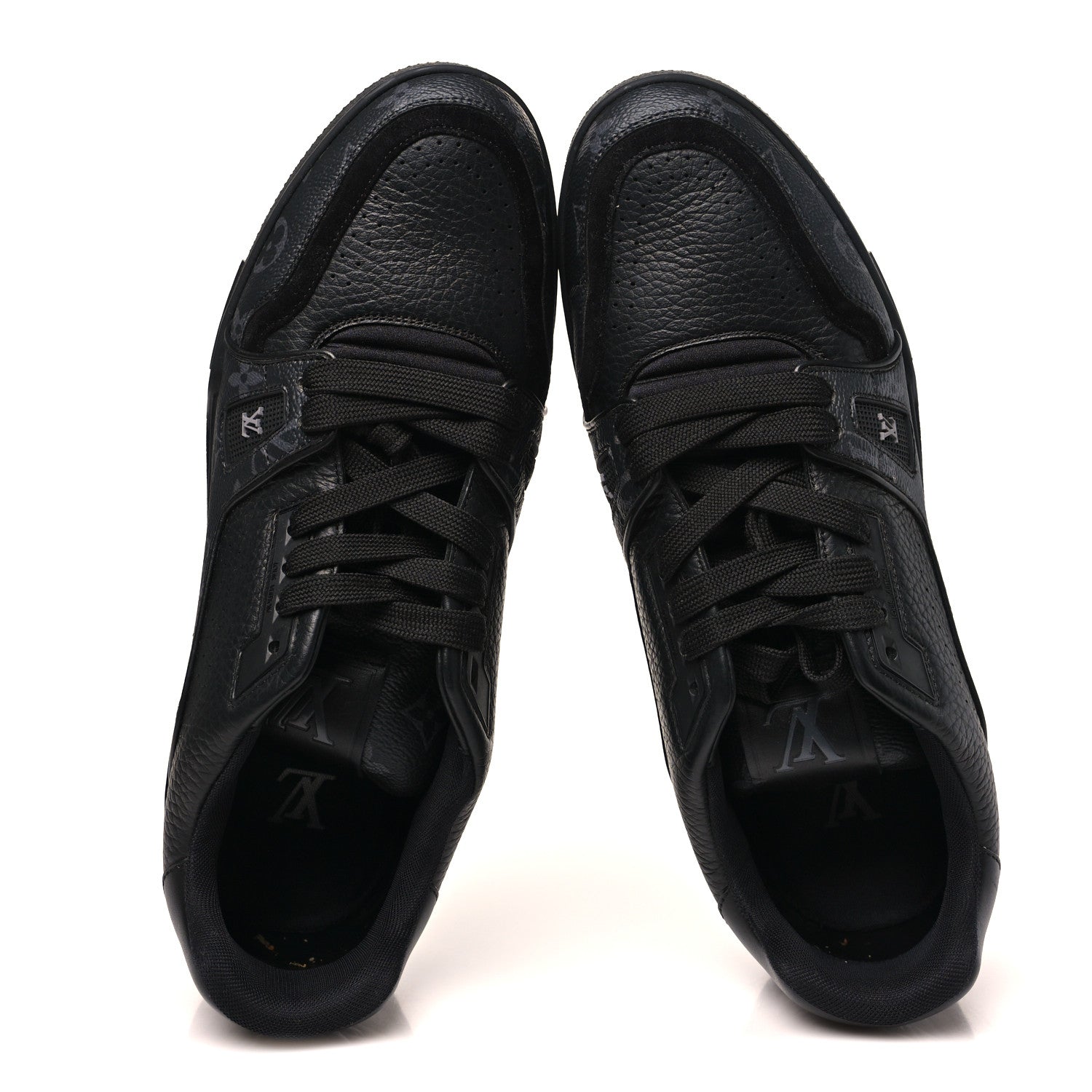Louis Vuitton Calfskin Monogram Eclipse Mens LV Trainer Sneakers 10 Black 2 of 10
