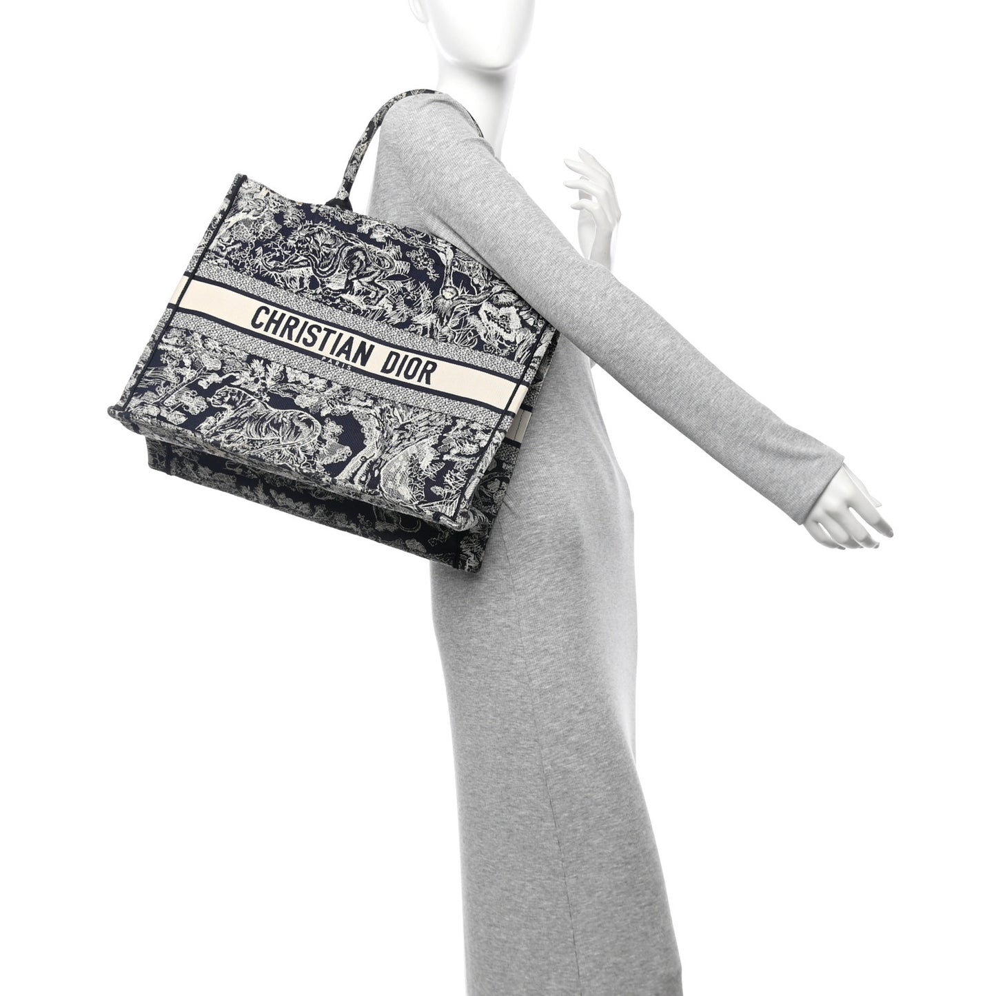 Canvas Embroidered Large Dioriviera Toile De Jouy Reverse Book Tote Blue