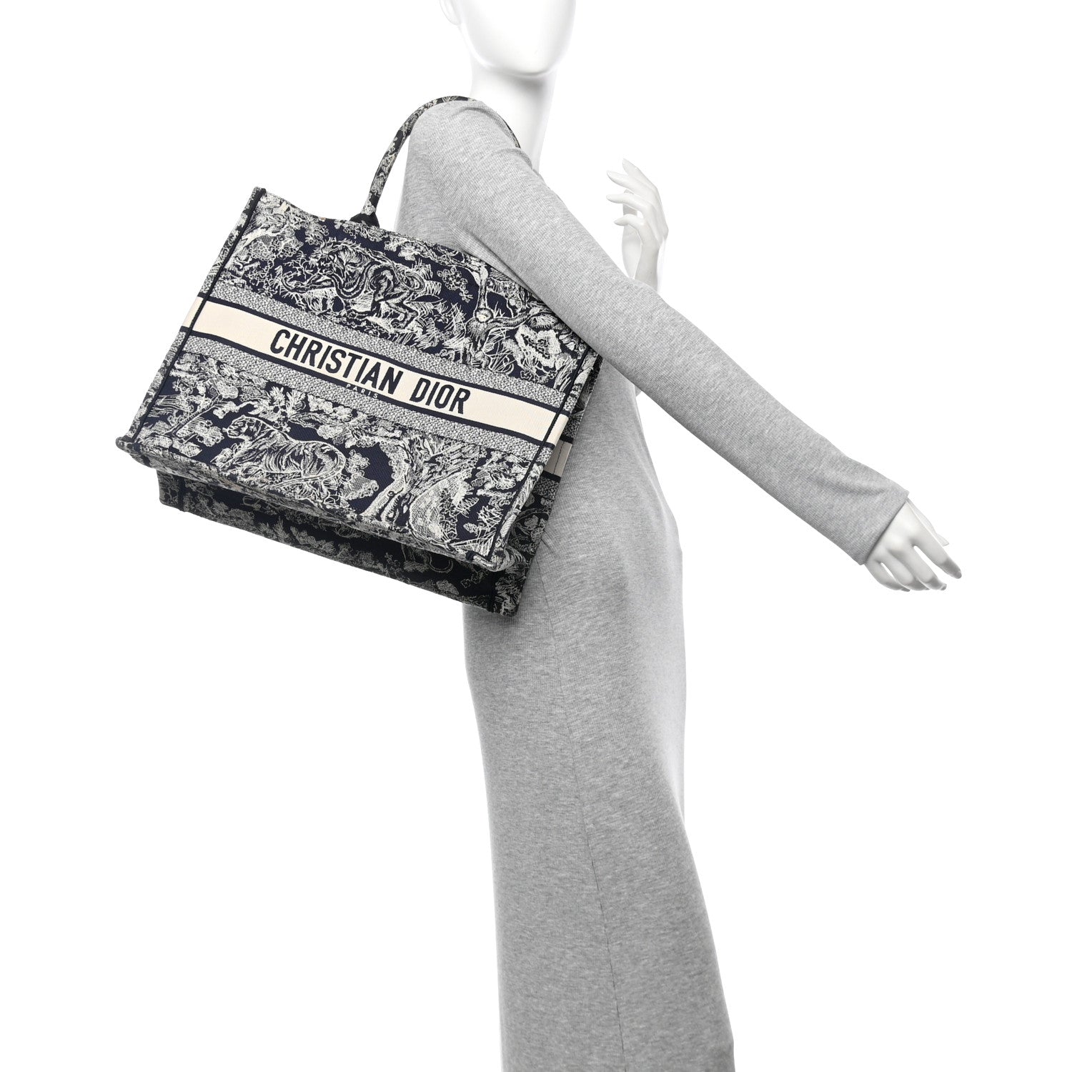 Christian Dior Canvas Embroidered Large Dioriviera Toile De Jouy Reverse Book Tote Blue 2 of 13
