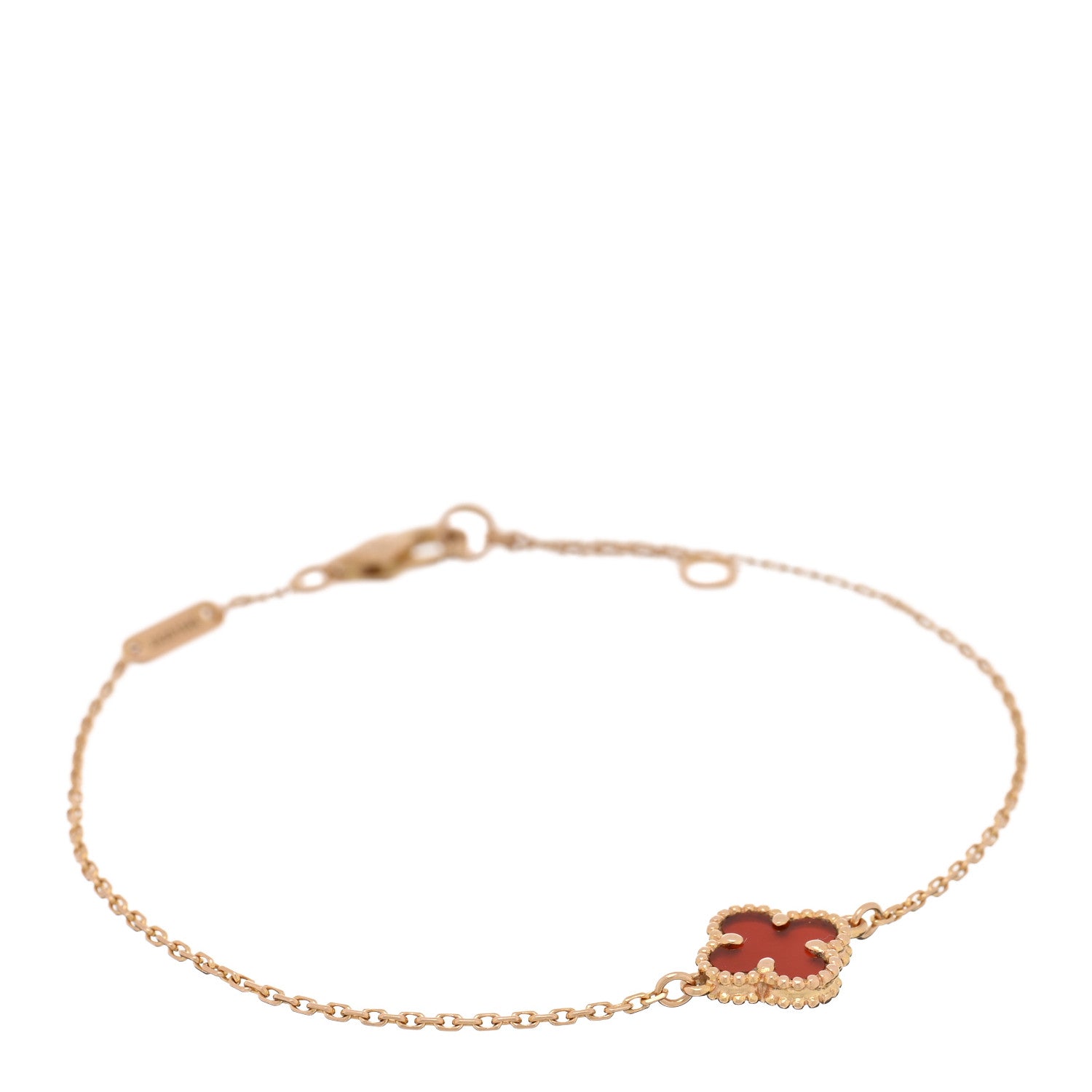 Van Cleef & Arpels 18K Rose Gold Carnelian Sweet Alhambra Bracelet 1 of 4