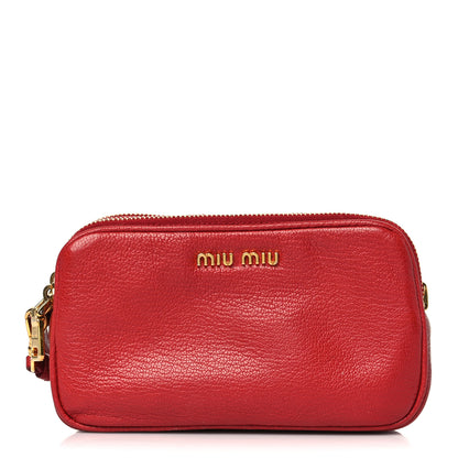 Miu Miu Goatskin Madra Double Zip Wristlet Rosso 1 of 10