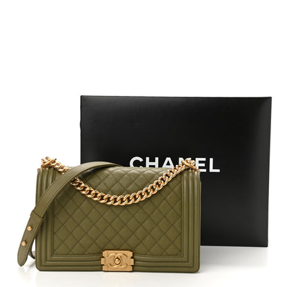 Chanel Caviar Quilted New Medium Boy Flap Khaki 11 of 11