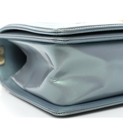 Chanel Iridescent Patent Calfskin Quilted Medium Boy Flap Light Blue 9 of 13