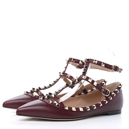 Valentino Garavani Nappa Rockstud Cage Ballerina Flats 37 Rubin 3 of 8
