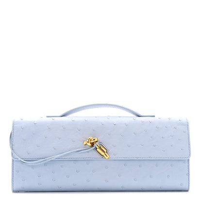 Bottega Veneta Ostrich Long Andiamo Top Handle Clutch Ice 1 of 9