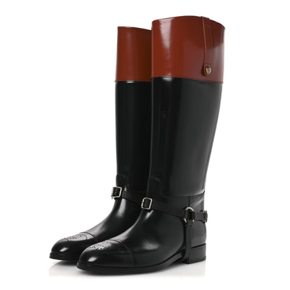 Gucci Cordovan Lux Mens Zelda Harness Riding Boots 10.5 Black Amber Honey 8 of 24