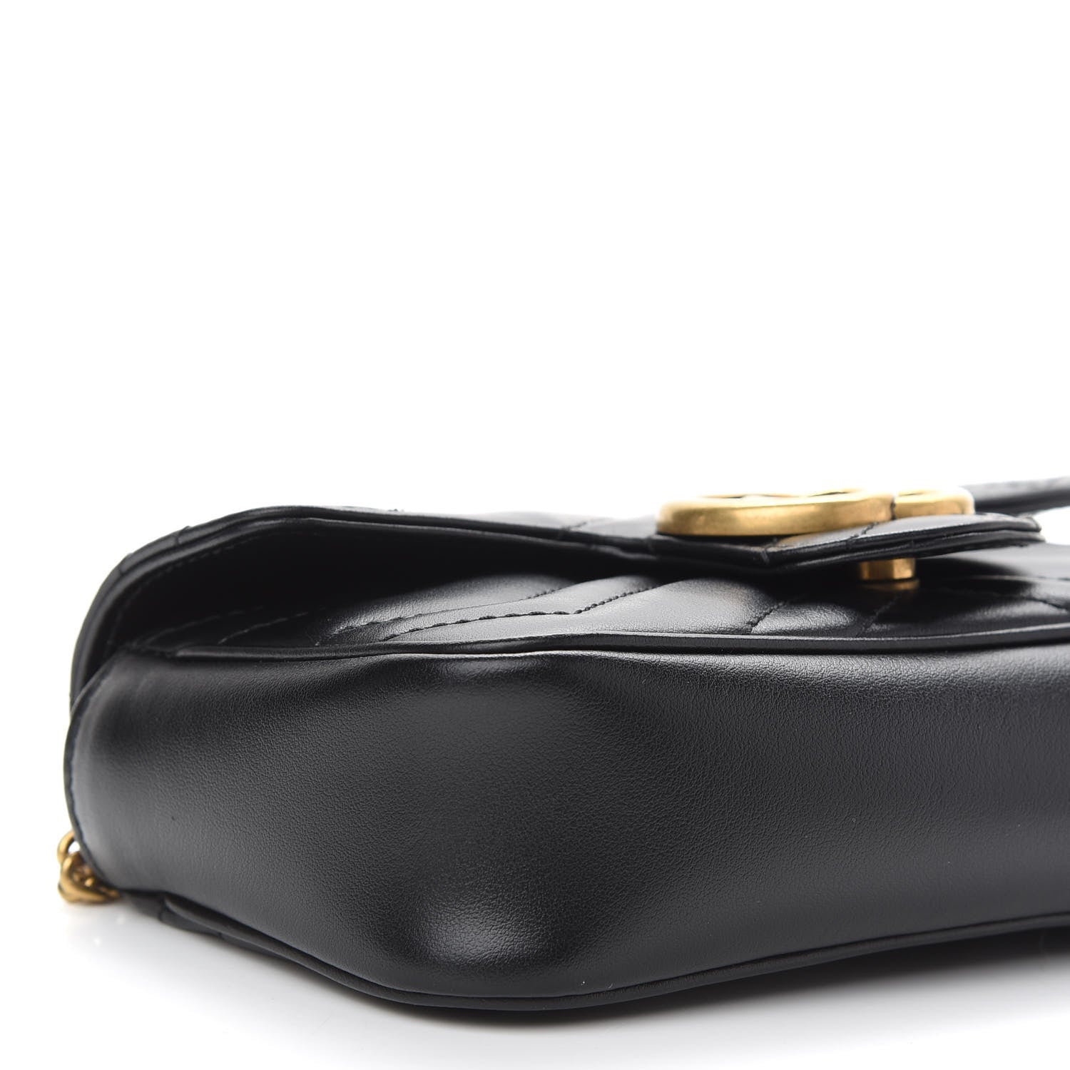 Gucci Calfskin Matelasse Super Mini GG Marmont Shoulder Bag Black 8 of 9