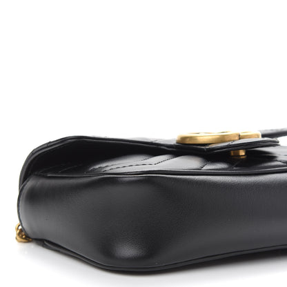 Gucci Calfskin Matelasse Super Mini GG Marmont Shoulder Bag Black 8 of 9