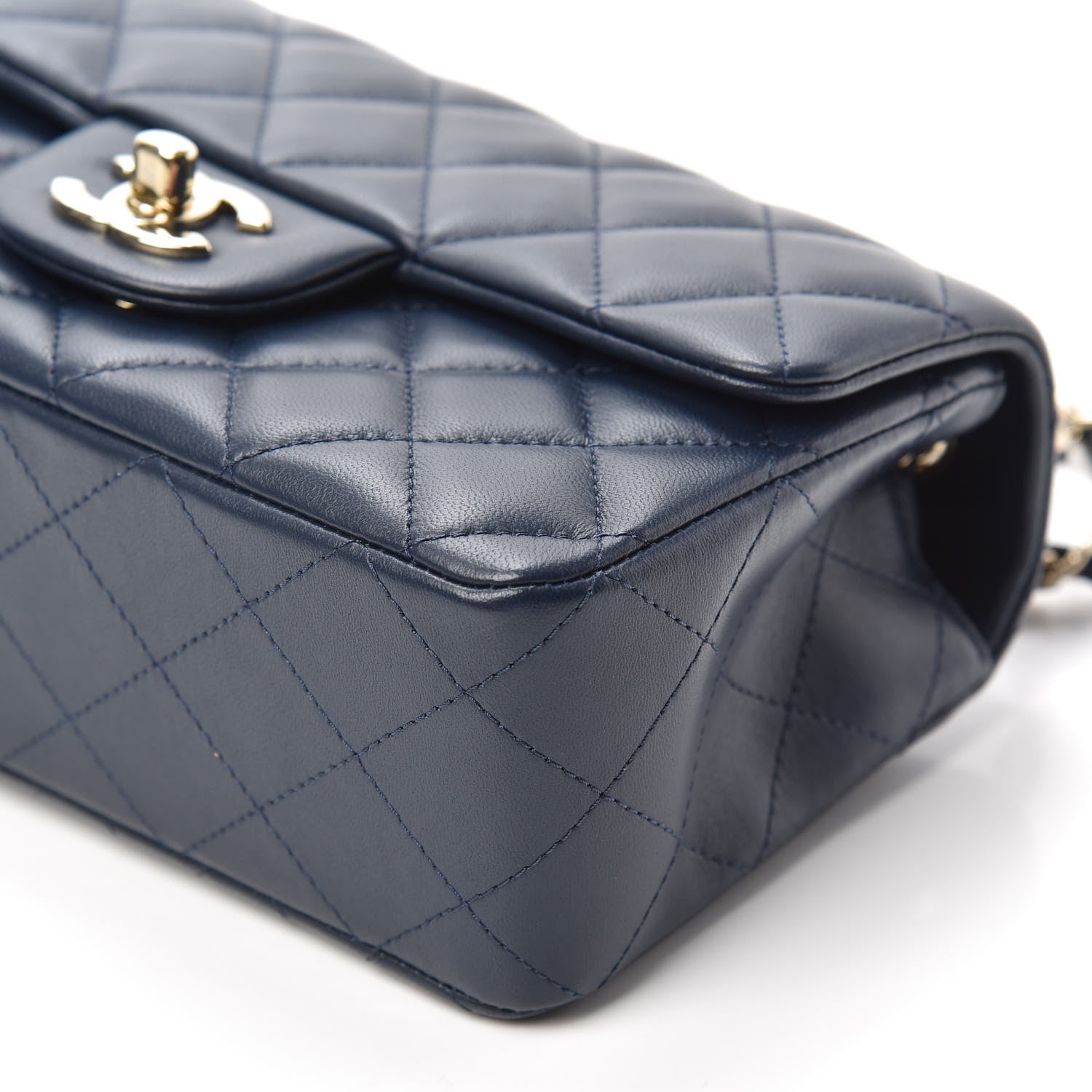Chanel Lambskin Quilted Mini Rectangular Flap Dark Blue 10 of 10