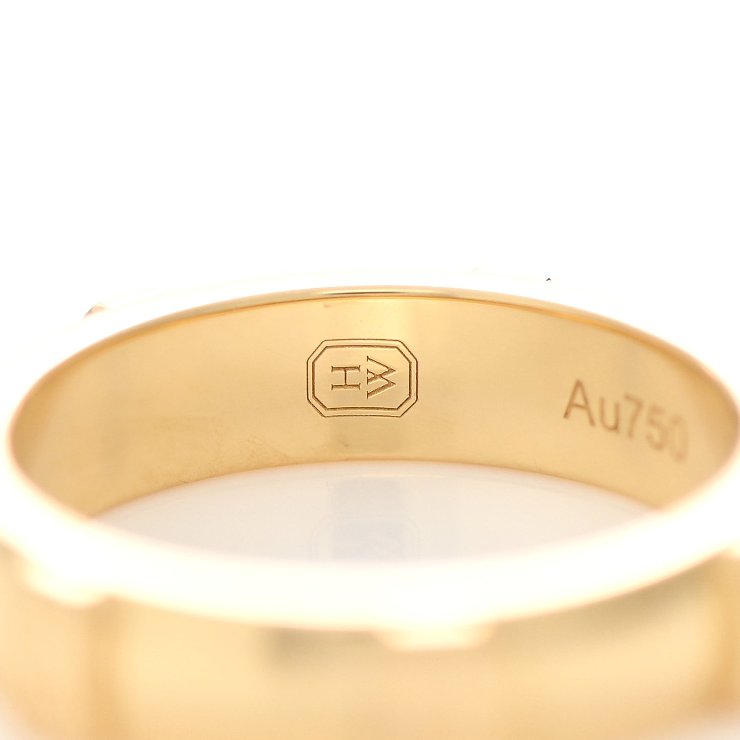 18K Yellow Gold Diamond HW Logo Single Diamond Band Ring 53 6.25