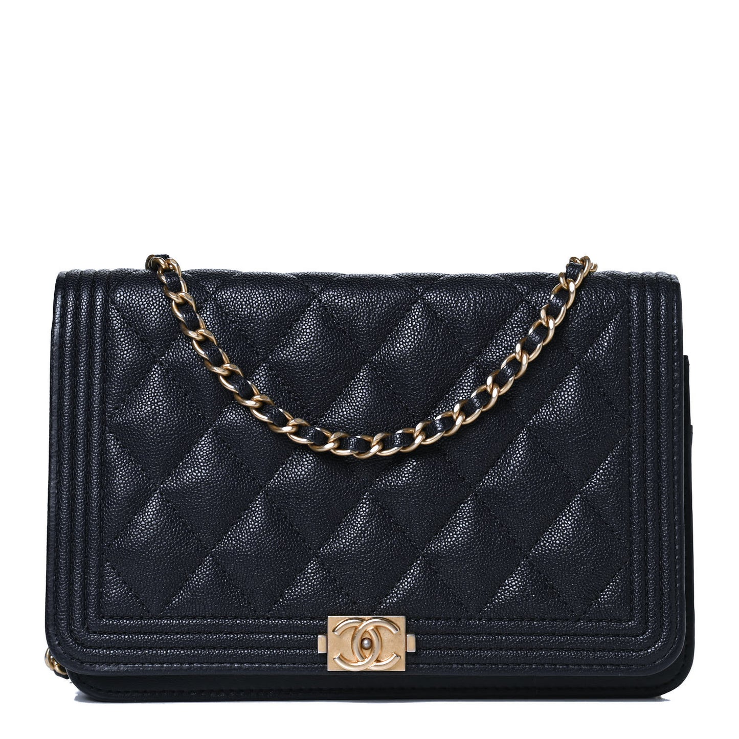 Caviar Quilted Boy Wallet On Chain WOC Navy