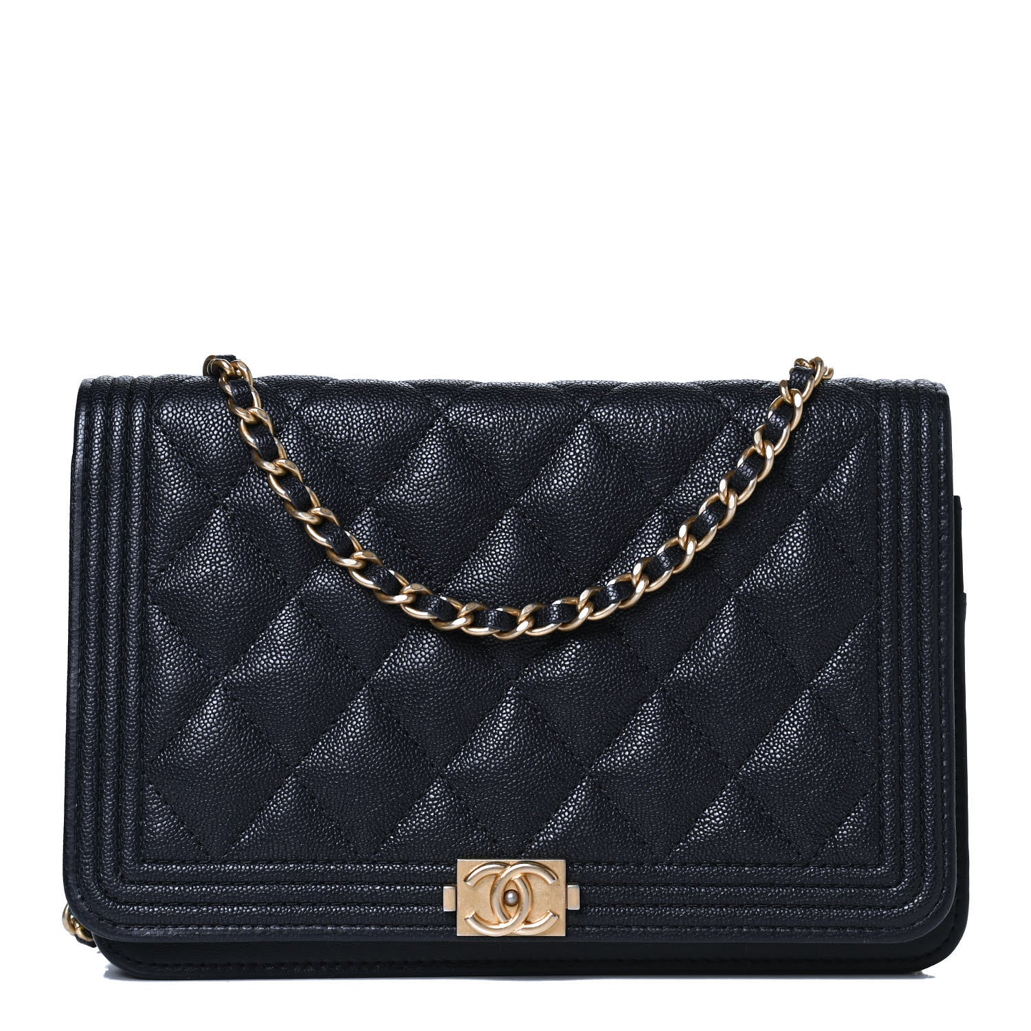 Chanel Caviar Quilted Boy Wallet On Chain WOC Navy 1 of 14