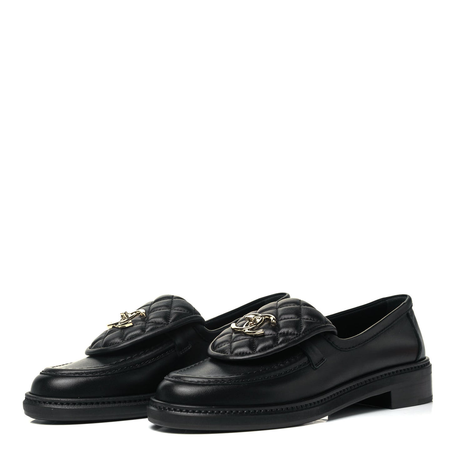 Lambskin Quilted CC Turnlock Loafers 37 Black