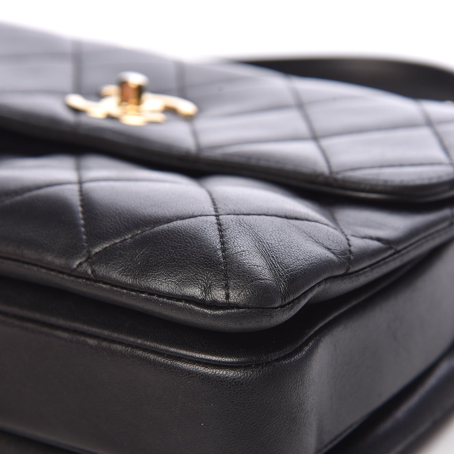 Lambskin Quilted Small Trendy CC Dual Handle Flap Bag Black
