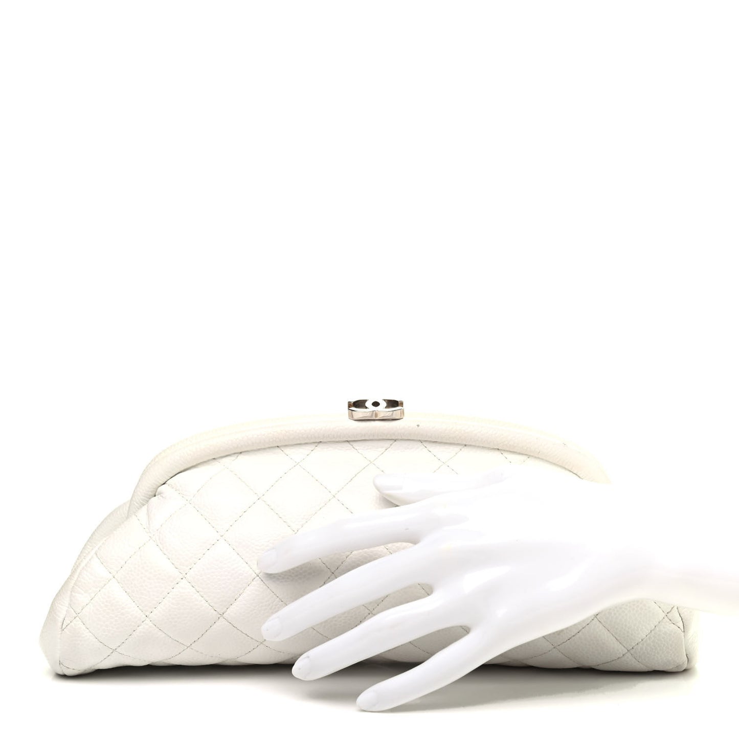 Caviar Quilted Timeless Clutch White