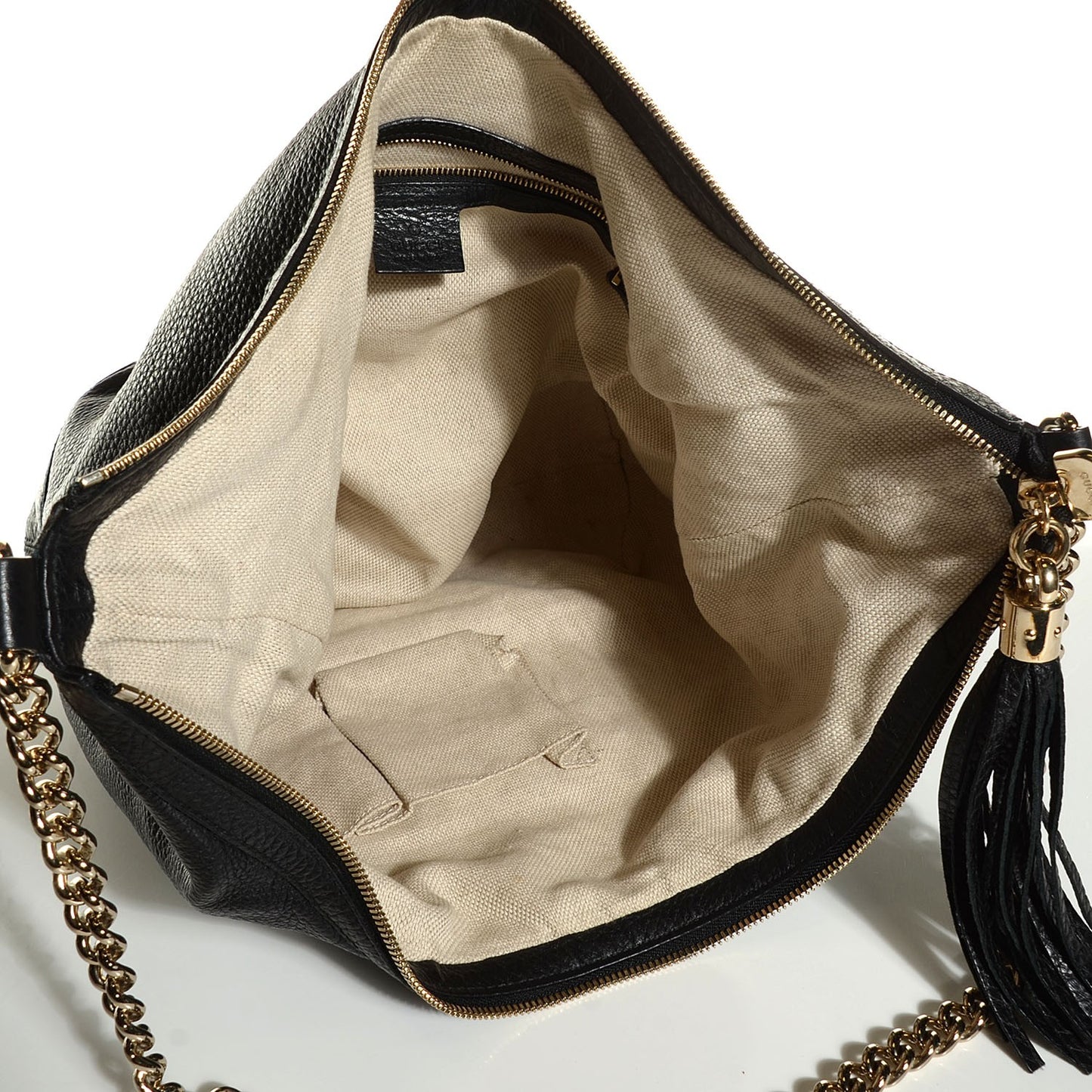 Pebbled Calfskin Medium Soho Chain Hobo Black