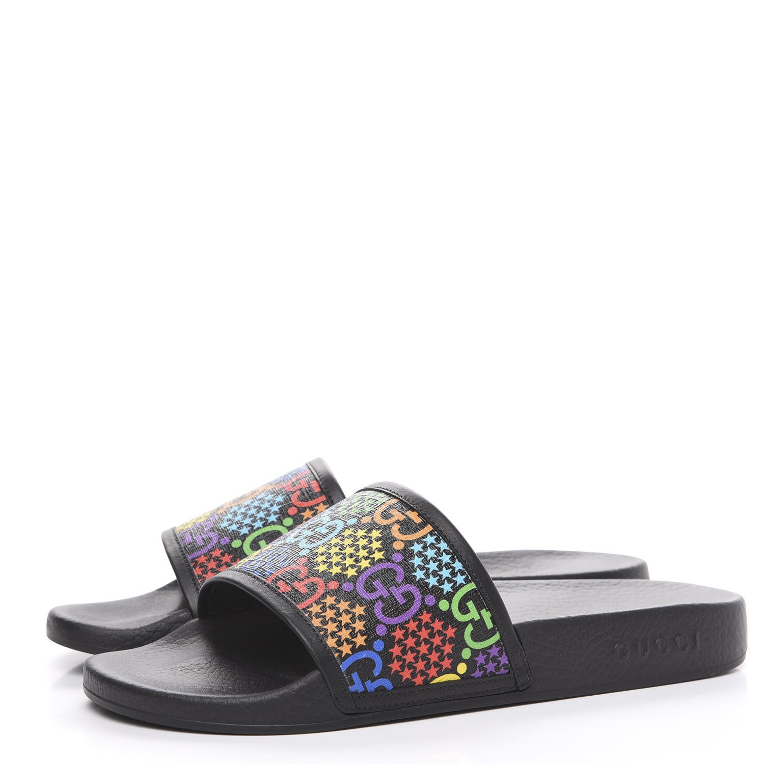 Gucci GG Supreme Monogram Psychedelic Slide Sandals 8 Black Multicolor 3 of 7
