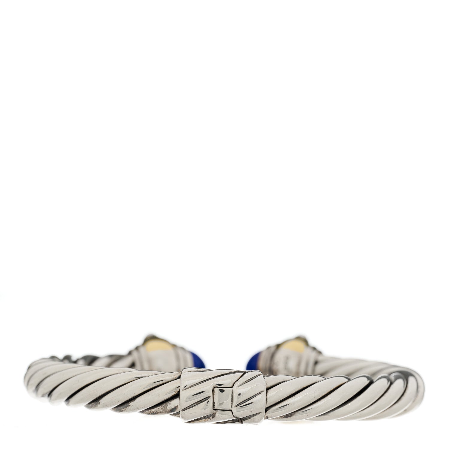 David Yurman Sterling Silver 14K Yellow Gold Lapis Lazuli Iolite 10mm Cable Renaissance Bracelet 2 of 3