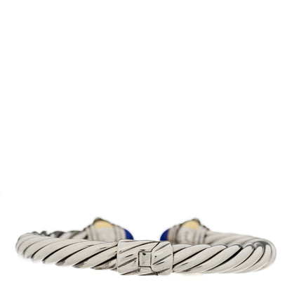 David Yurman Sterling Silver 14K Yellow Gold Lapis Lazuli Iolite 10mm Cable Renaissance Bracelet 2 of 3