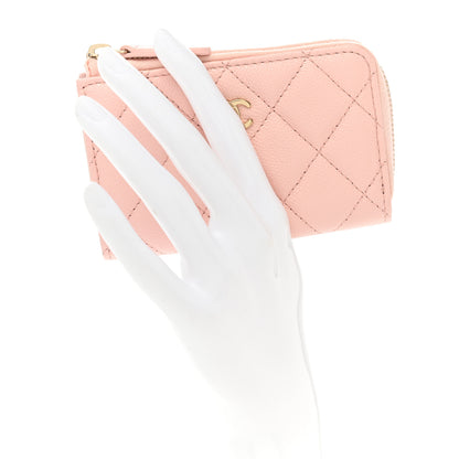 Chanel Caviar Quilted Zipped Key Holder Case Light Pink 2 of 8