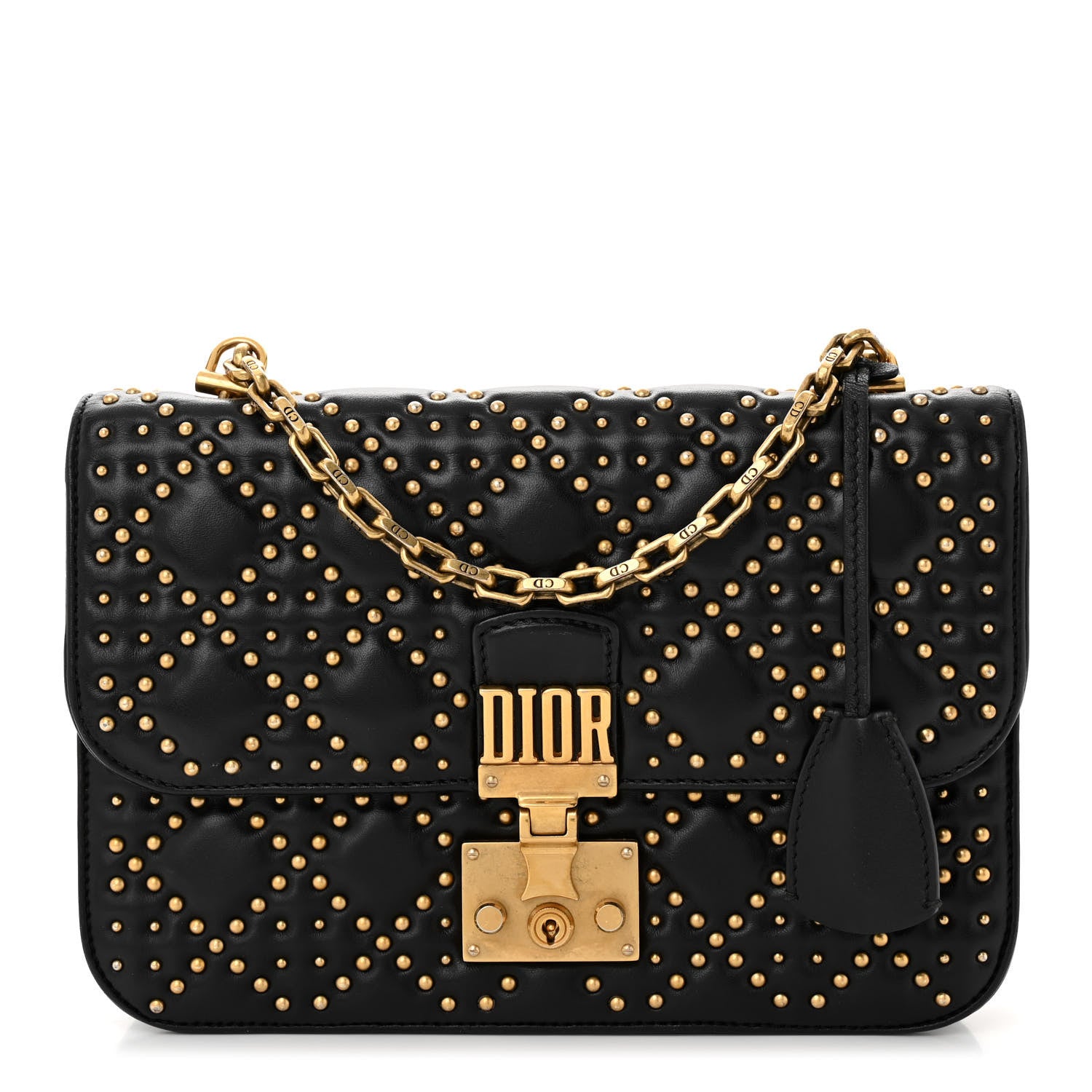 Christian Dior Lambskin Cannage Studded Large Dioraddict Flap Bag Black 1 of 10