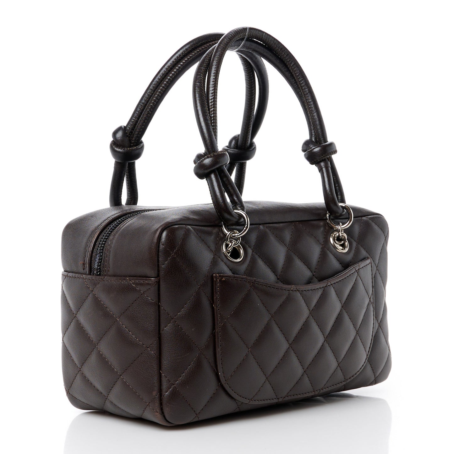 Calfskin Quilted Small Cambon Bowler Dark Brown