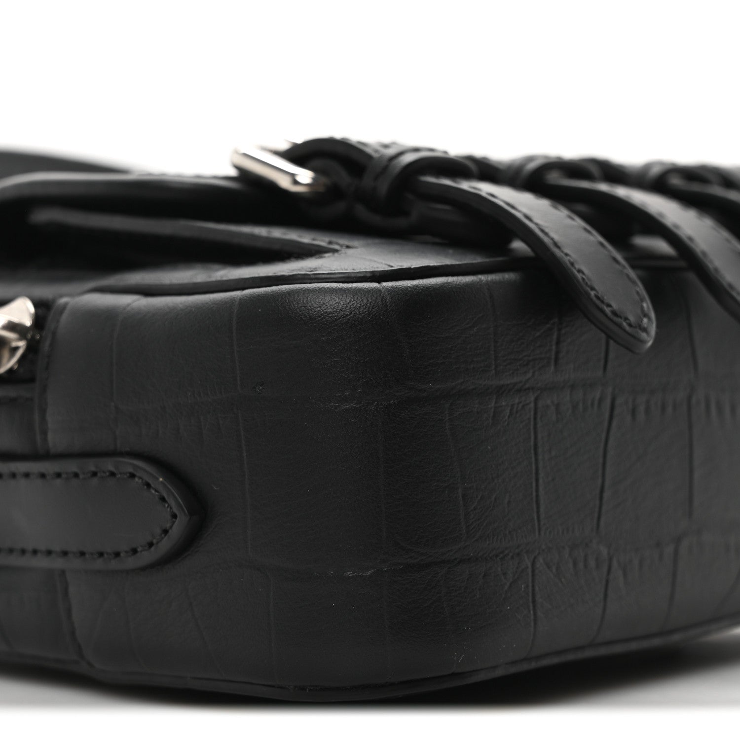 Mulberry x ACNE STUDIOS Calfskin Crocodile Embossed Mini Messenger Bag Black 8 of 9