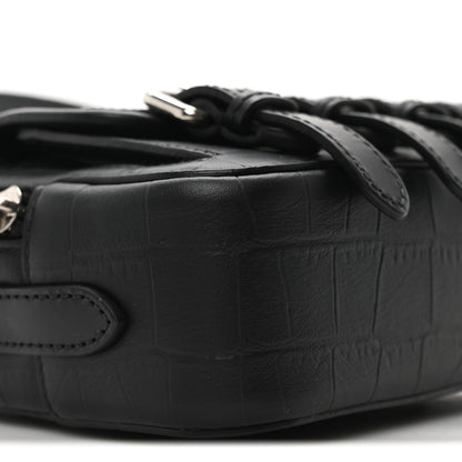 Mulberry x ACNE STUDIOS Calfskin Crocodile Embossed Mini Messenger Bag Black 8 of 9