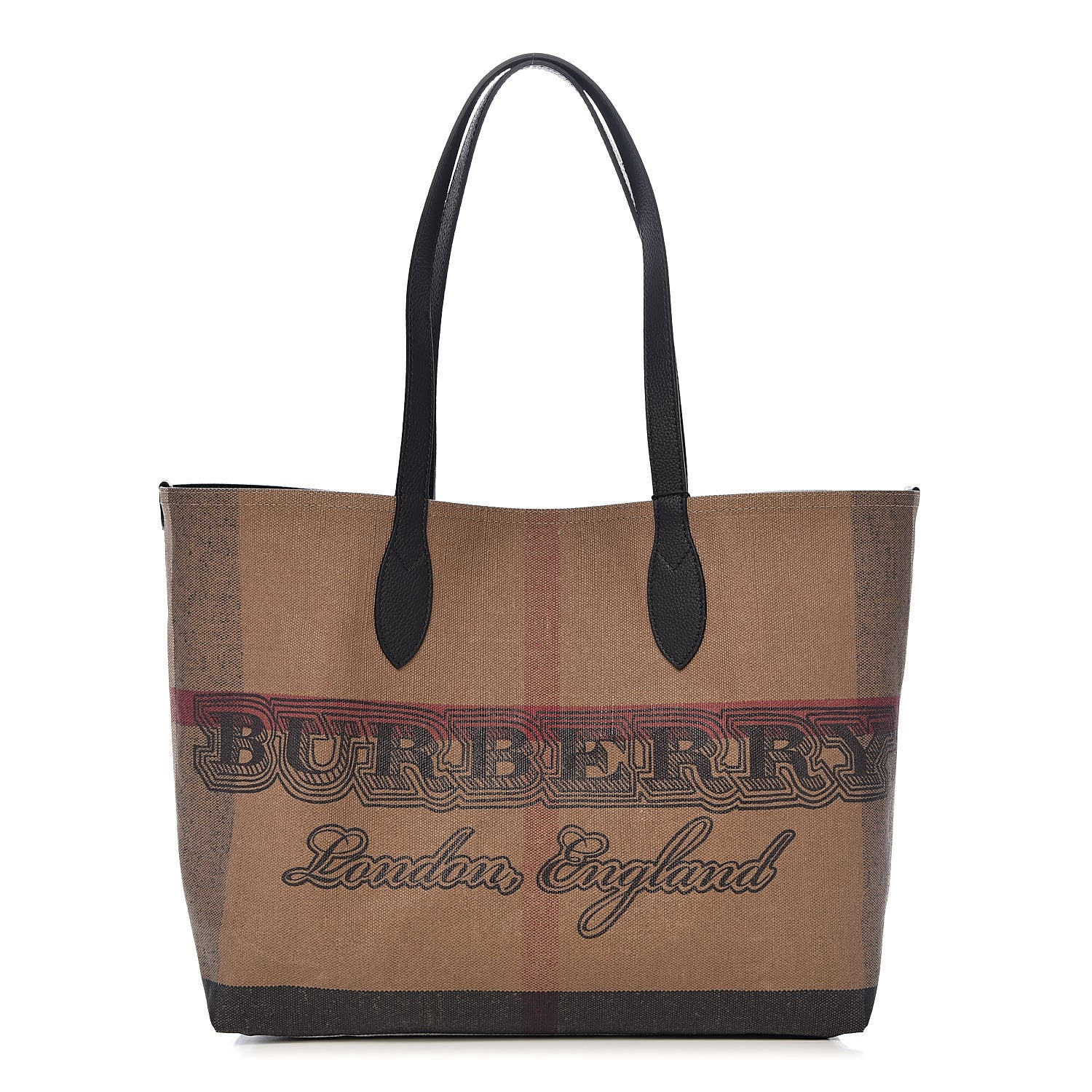 Burberry Coated Canvas Mega Check Medium Doodle Tote Black 1 of 15