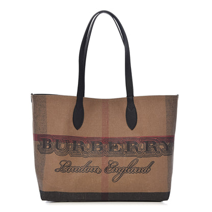 Burberry Coated Canvas Mega Check Medium Doodle Tote Black 1 of 15