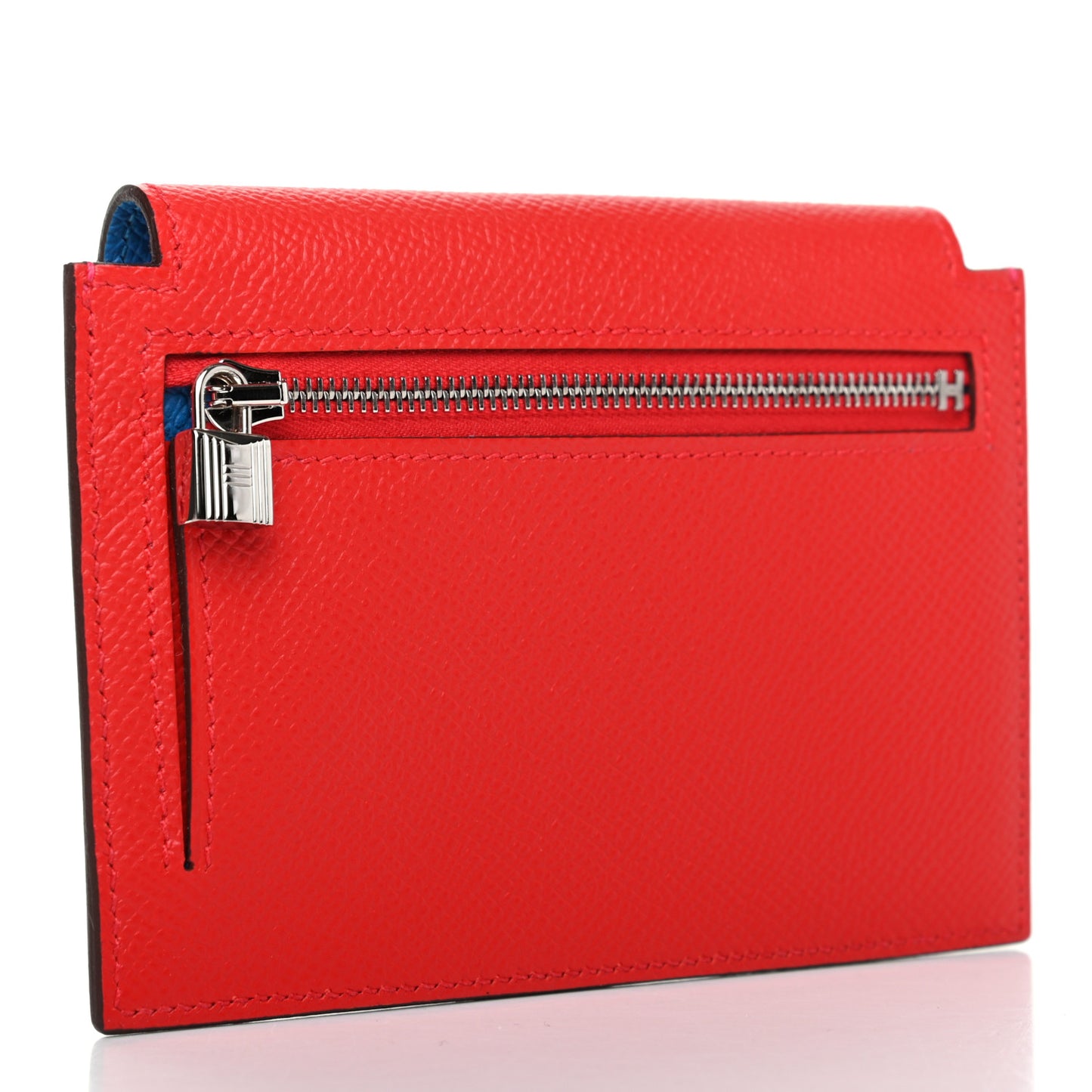 Epsom Tricolor Kelly Pocket Compact Wallet Rouge Coeur Rose Extreme Bleu Zanzibar