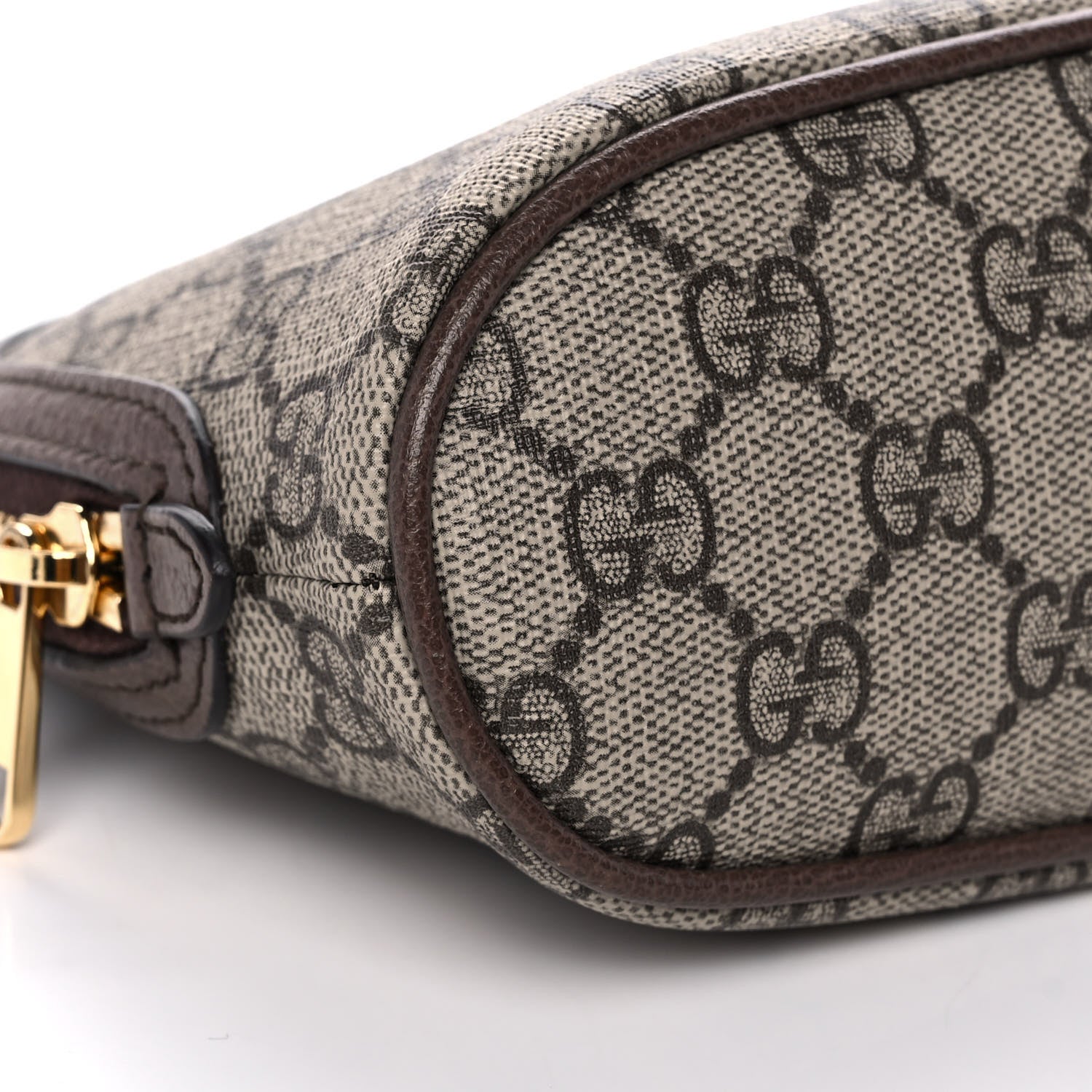 Gucci GG Supreme Monogram Textured Calfskin Web Large Ophidia Cosmetic Case Beige Ebony New Acero 9 of 13
