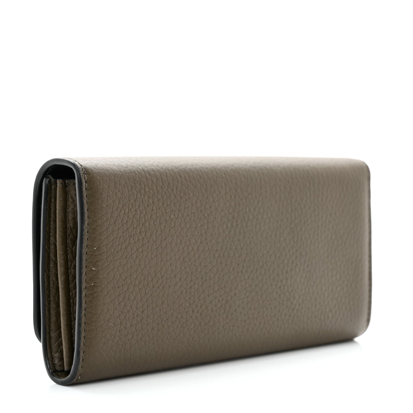 Heavy Grain Calfskin Continental Wallet Green
