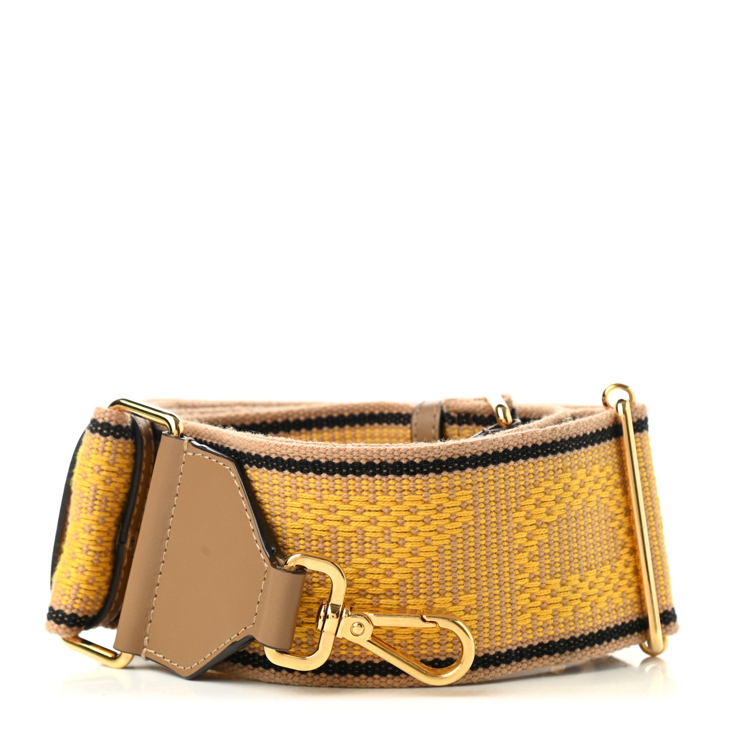 Fendi Cannete Ribbon Poly Vitello King Logo Adjustable Strap You Miele Scuro Black Minos 1 of 5