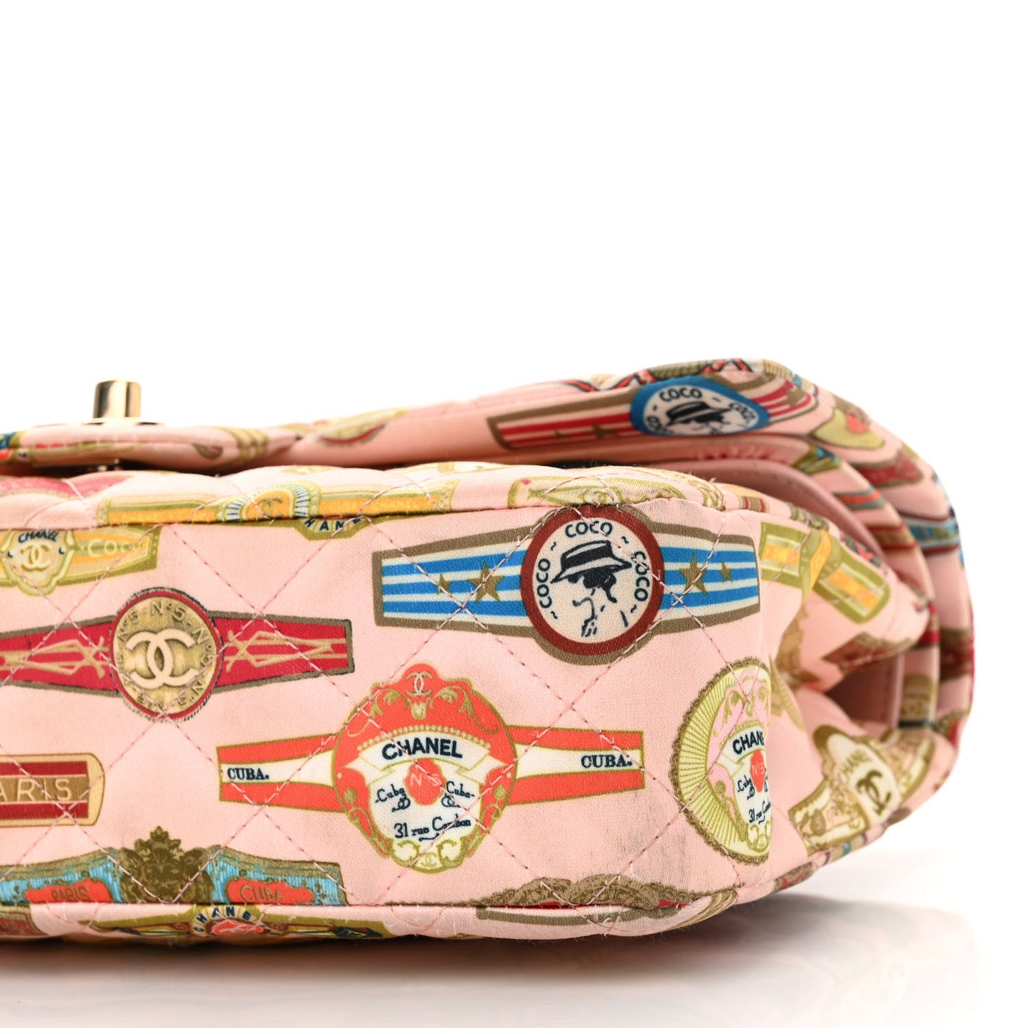 Satin Paris Cuba Cigare Print Medium Double Flap Pink