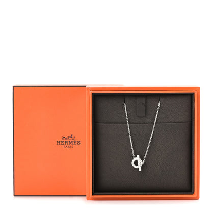 Hermes 18K White Gold Diamond Finesse Pendant Necklace 5 of 5