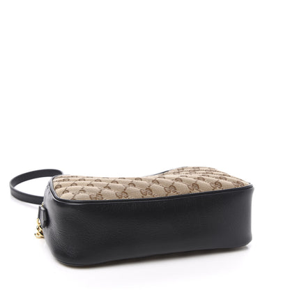 Gucci Monogram Matelasse Diagonal Small GG Marmont Chain Shoulder Bag Beige Black 4 of 11