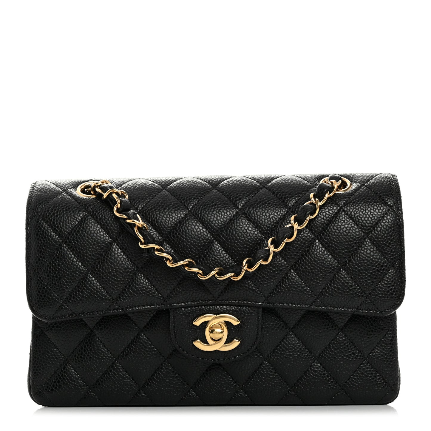 Caviar Quilted Small Double Flap Black