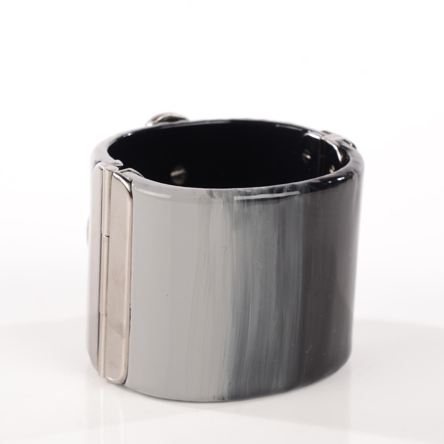 Chanel Resin Ruthenium CC Cabochon Cuff Dark Grey 3 of 4