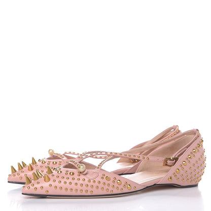Gucci Malaga Kid Studded Pointed Toe Unia Flats 37.5 Perfect Pink 3 of 9