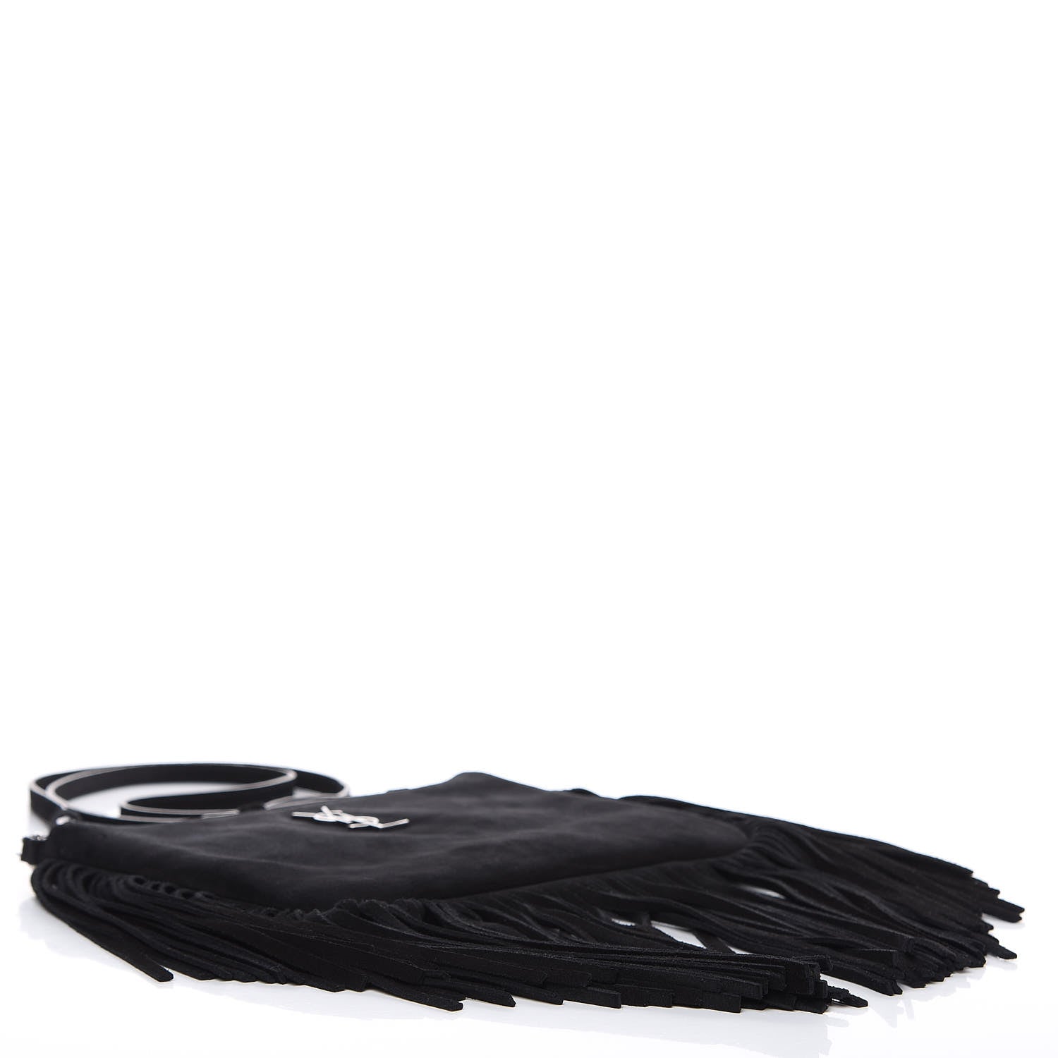 Saint Laurent Suede Calfskin Small Fringe Crossbody Bag Black 4 of 8
