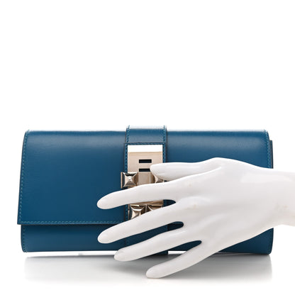 Hermes Tadelakt Medor 23 Clutch Bleu Izmir 2 of 14