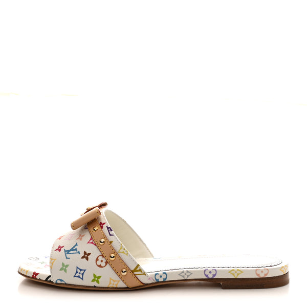 Louis Vuitton ホワイト・マルチカラー ミュール Louis Vuitton LV X TM Monogram Multicolor 6AM Flat Mule Sandals 36