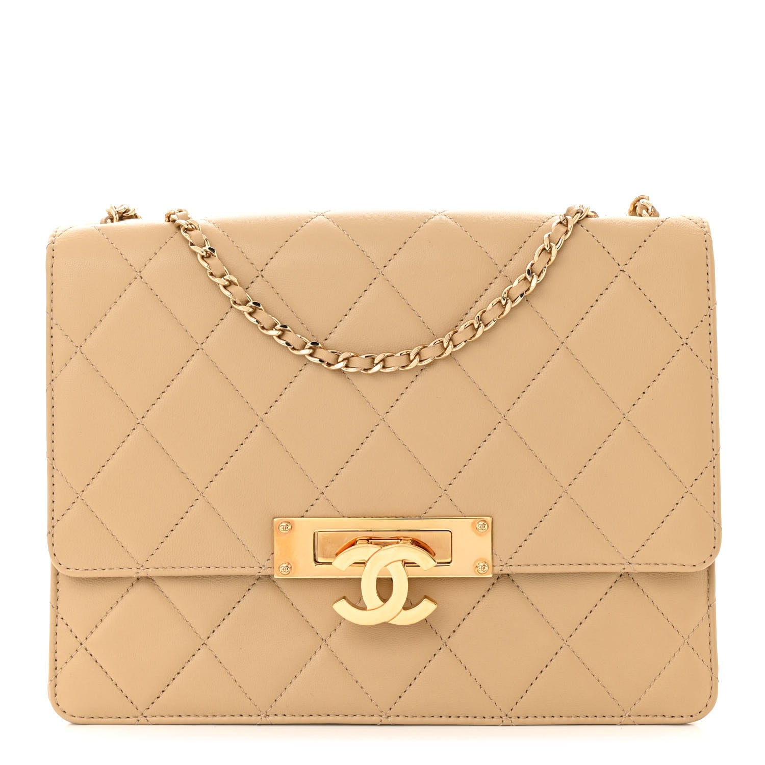 Chanel Lambskin Quilted Medium Golden Class Flap Dark Beige 1 of 12
