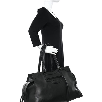 Balenciaga Grained Calfskin Neo Classic Black Hardware Large Top Handle Bag Black 2 of 11