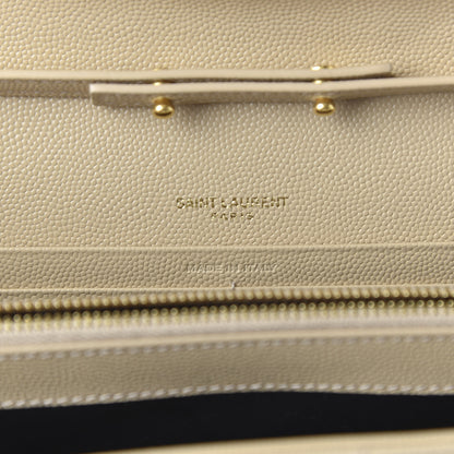 Saint Laurent Grain De Poudre Matelasse Chevron Monogram Chain Wallet Nude Powder 8 of 10